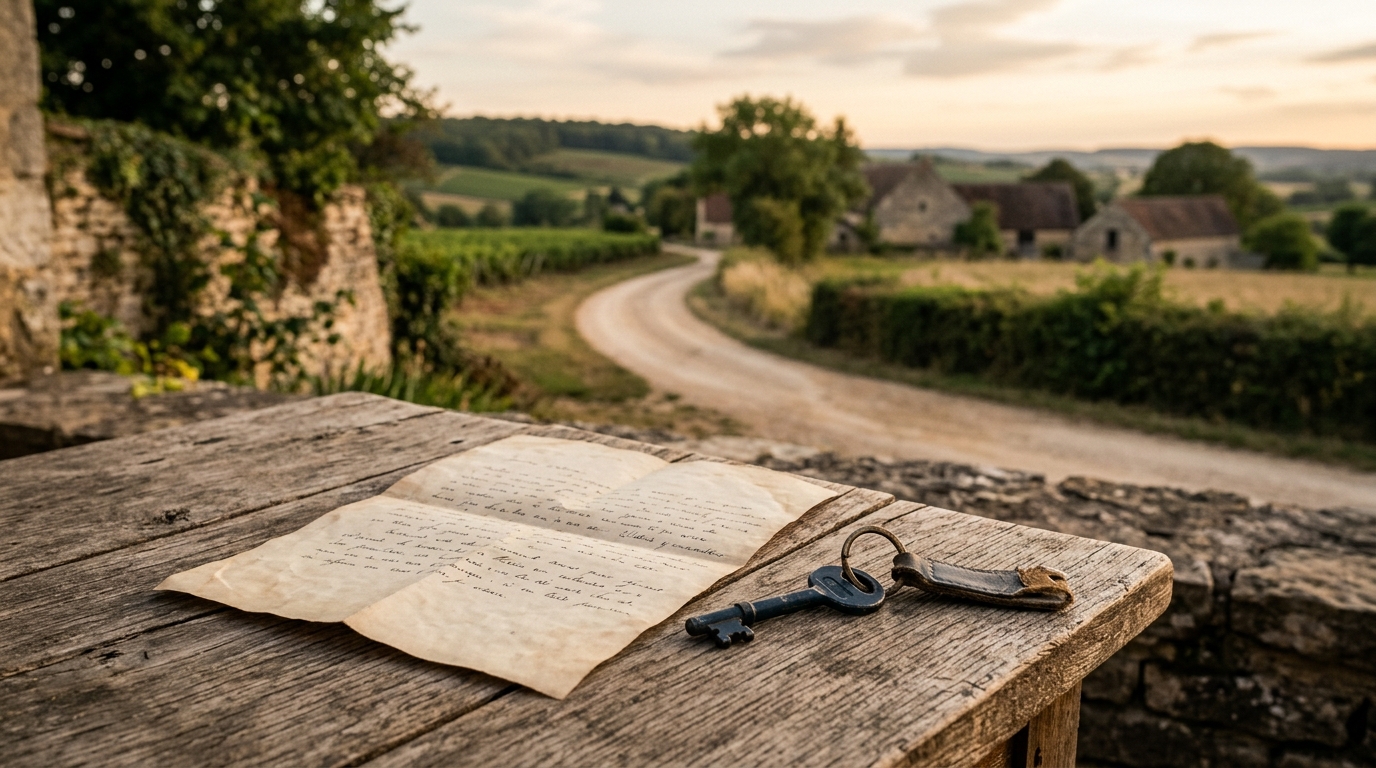 Lettre manuscrite et clé de voiture sur une table