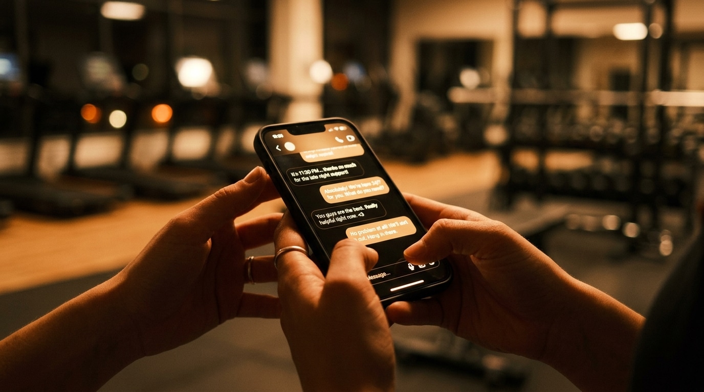 Mains tenant un smartphone avec message de soutien