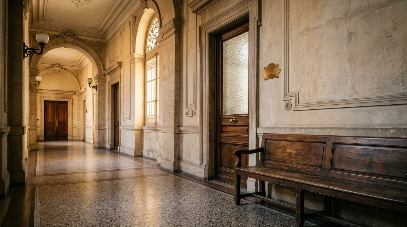 Couloir du tribunal de Toulouse où Jubillar a avoué