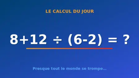 Le calcul du jour : 8+12 ÷ (6-2) — samedi 18 juillet 2026
