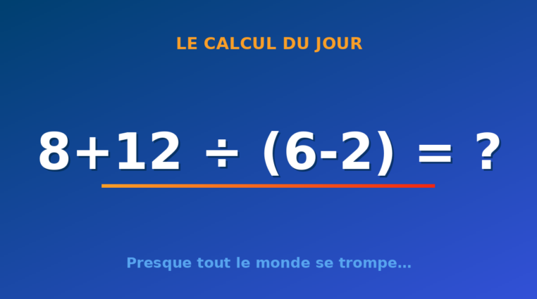 Le calcul du jour : 8+12 ÷ (6-2) — samedi 18 juillet 2026