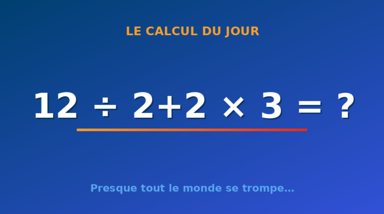 Le calcul du jour : 12 ÷ 2+2 × 3 — mardi 21 juillet 2026