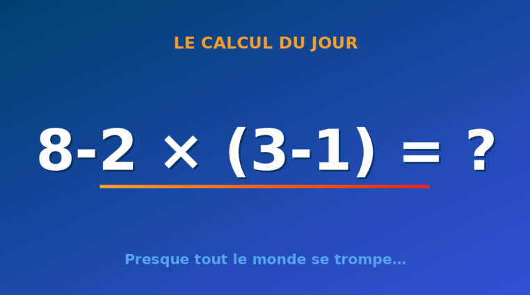Le calcul du jour : 8-2 × (3-1) — mardi 21 juillet 2026