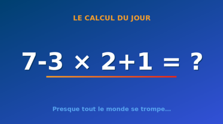 Le calcul du jour : 7-3 × 2+1 — mardi 28 juillet 2026