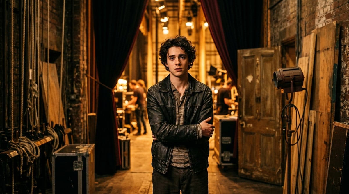 Jeune acteur dans les coulisses d'un studio de cinéma vintage