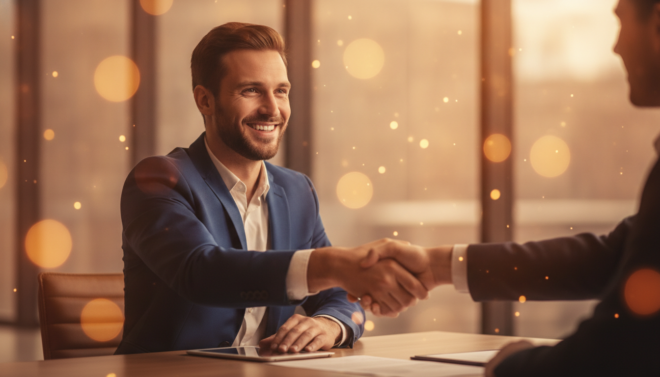 Homme concluant une proposition de travail