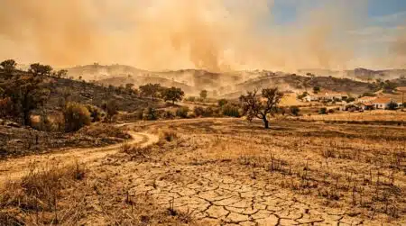Paysage rural portugais sous une chaleur écrasante et sèche