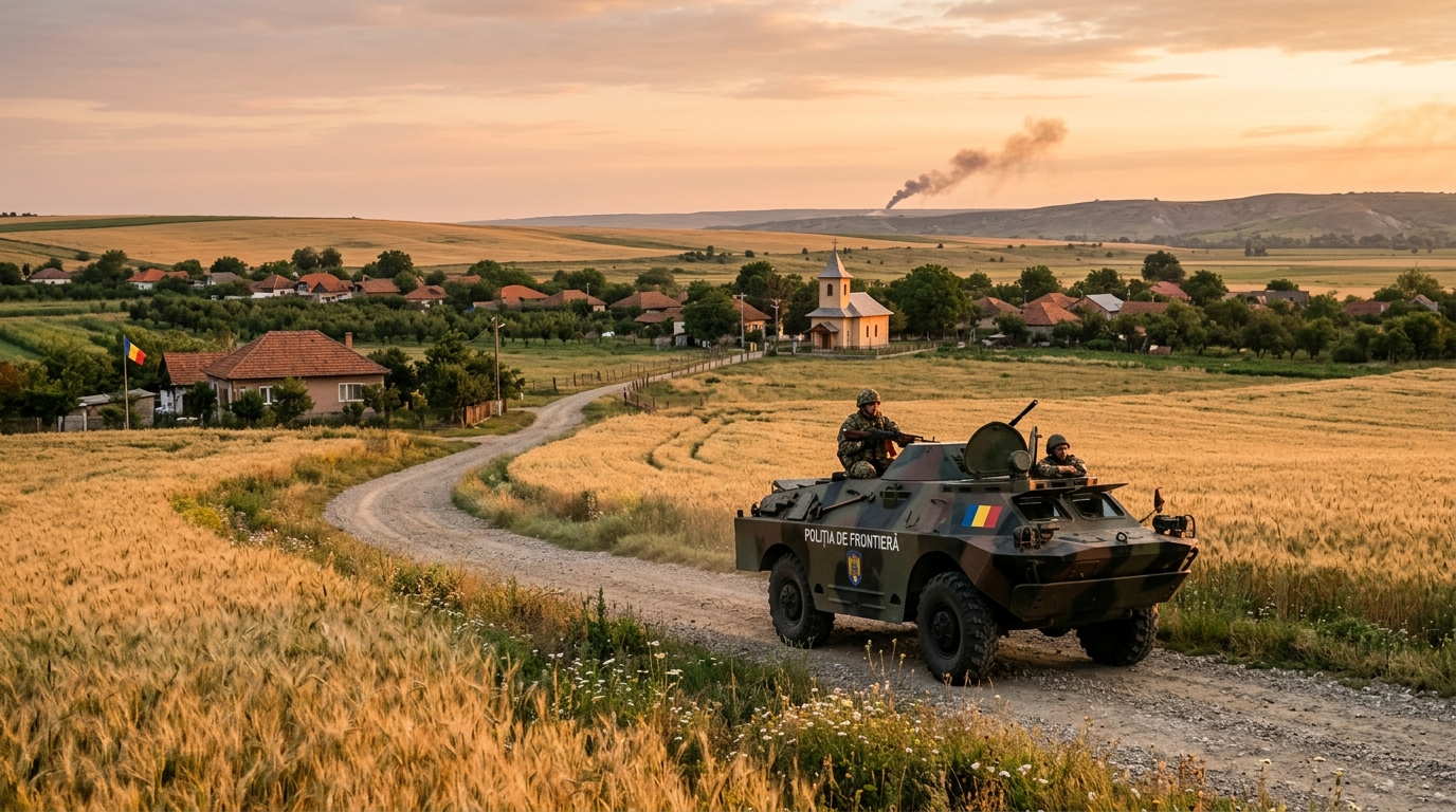 Village frontalier roumain patrouillé par l'armée à l'aube