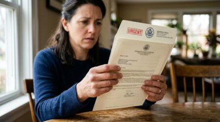 Main tenant une lettre administrative officielle urgente