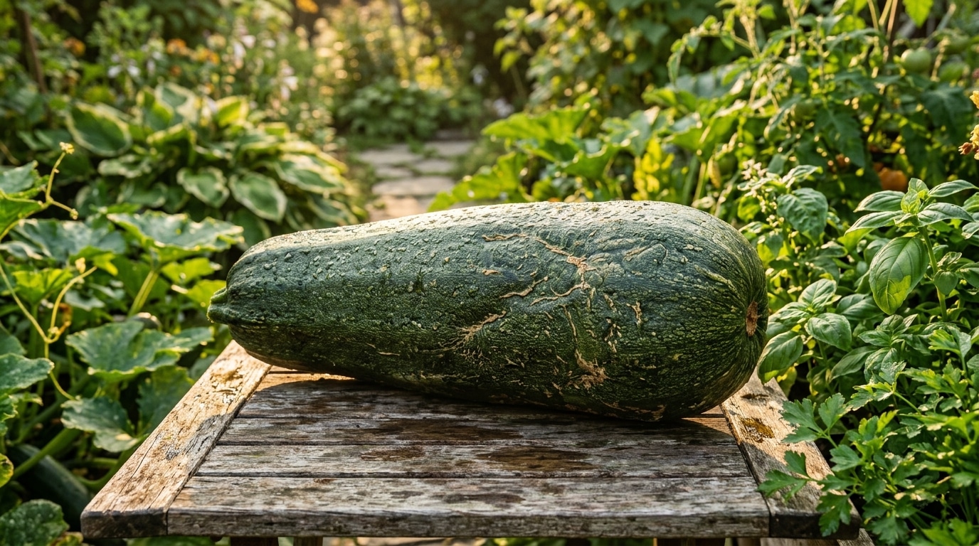 Courgette géante à la peau épaisse et durcie