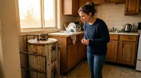 Locataire découvrant un chauffe-eau hors d'usage