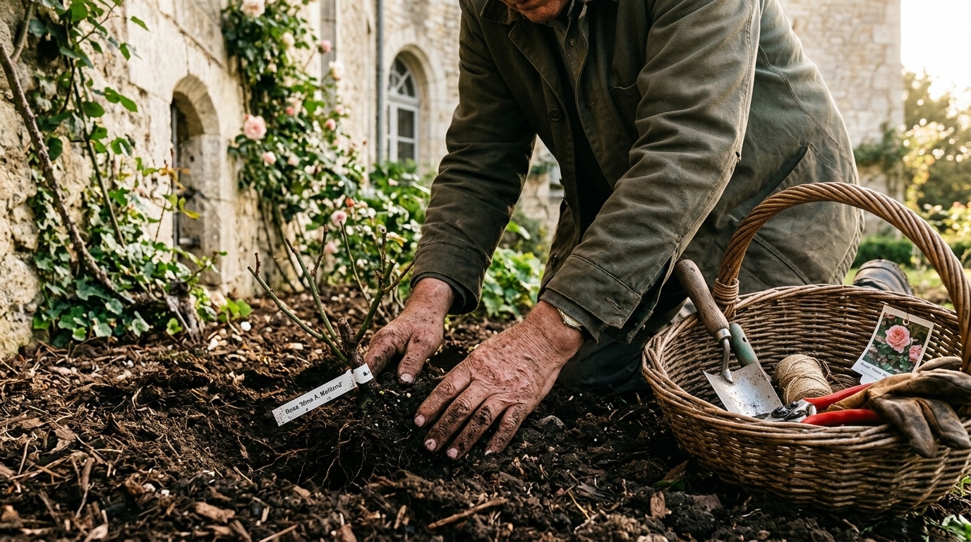 Plantation de rosiers près du château