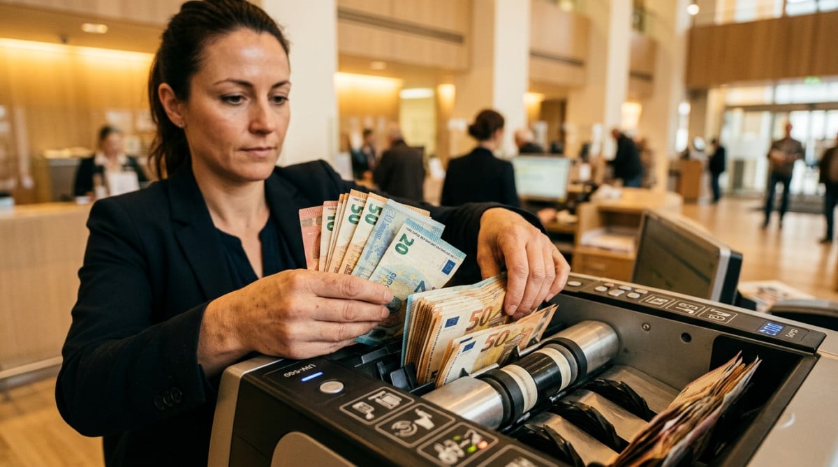 Machine bancaire triant des billets usagés