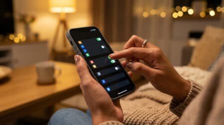 Main réglant les paramètres de données cellulaires iPhone