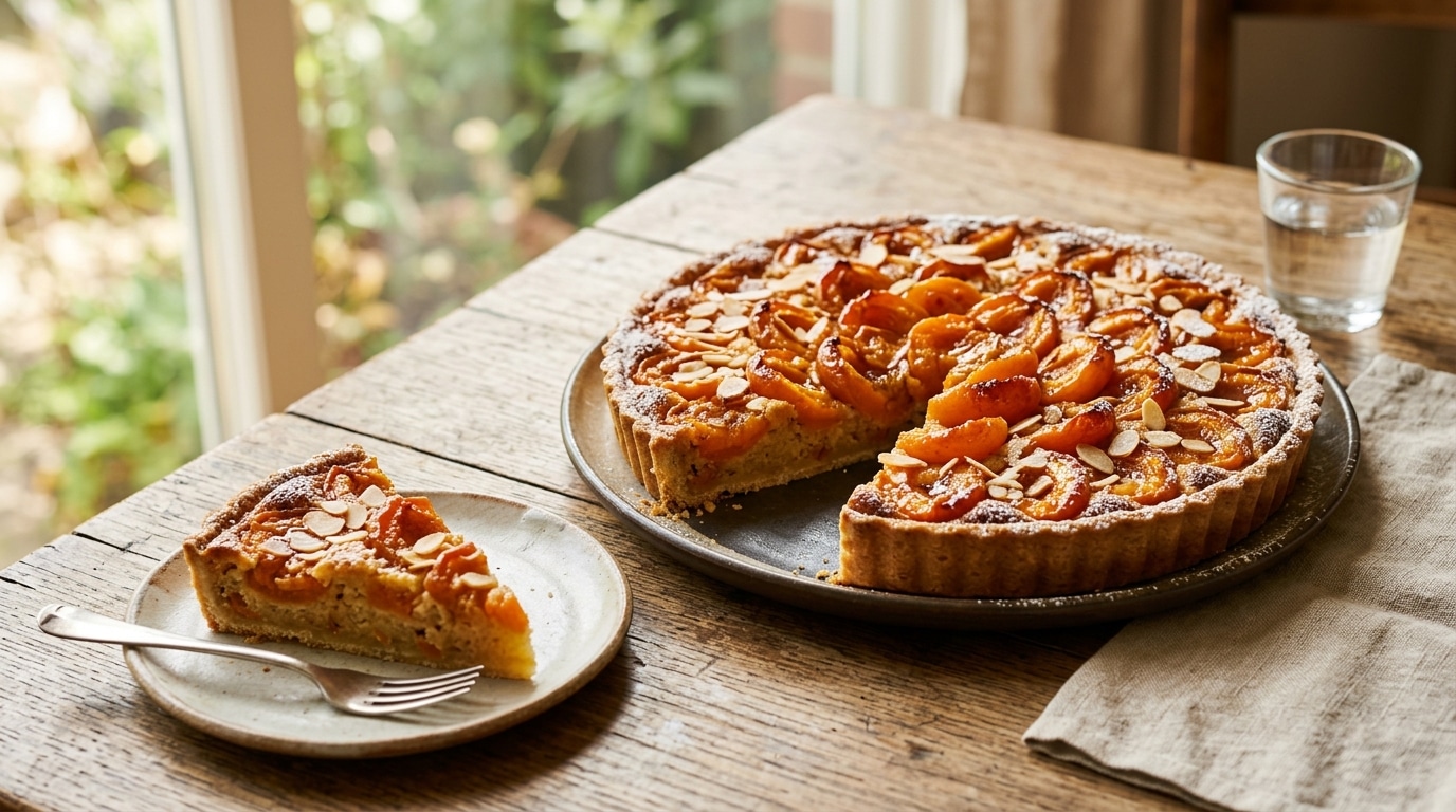 Tarte abricots et frangipane dorée sortie du four