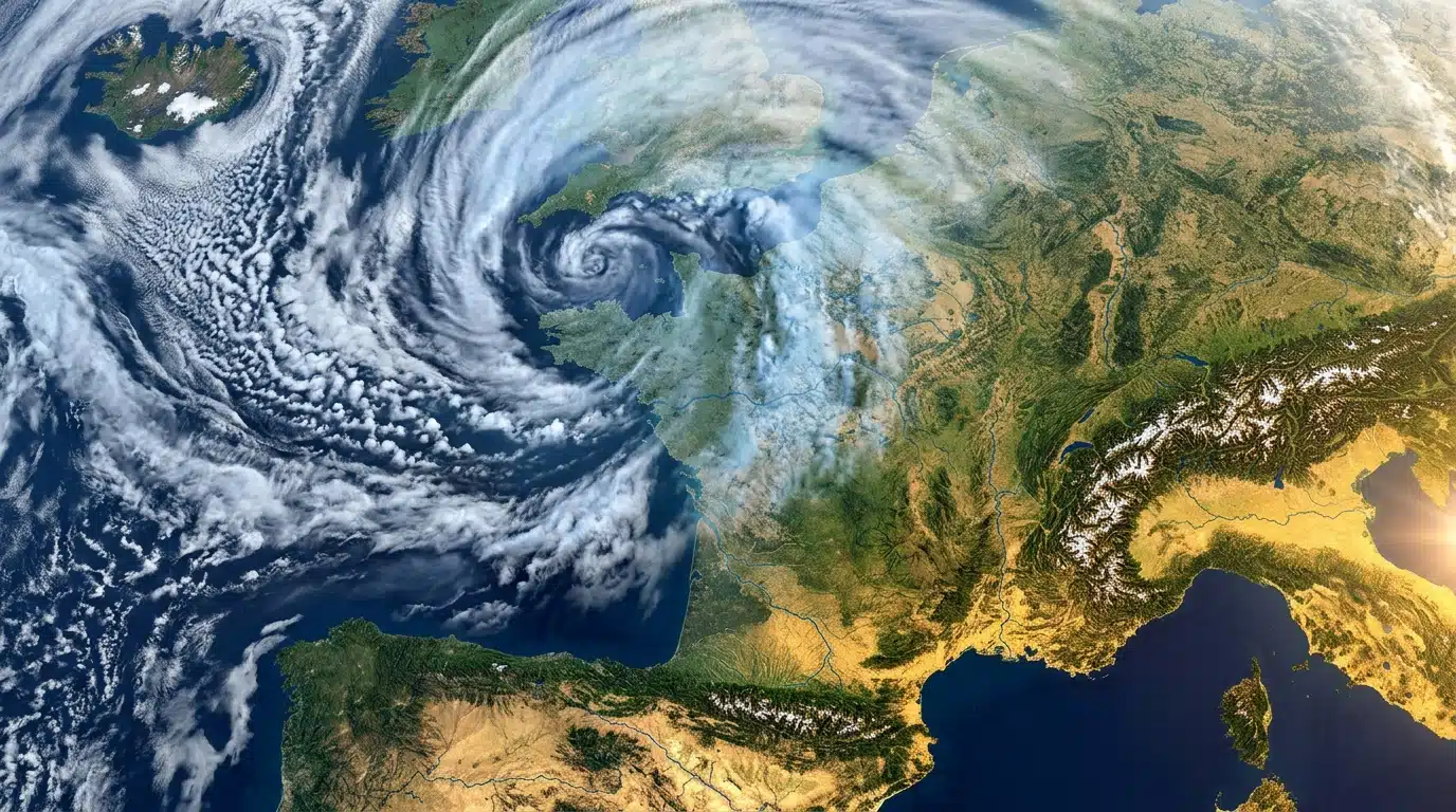 Carte de France avec fronts météo venus de l'Atlantique
