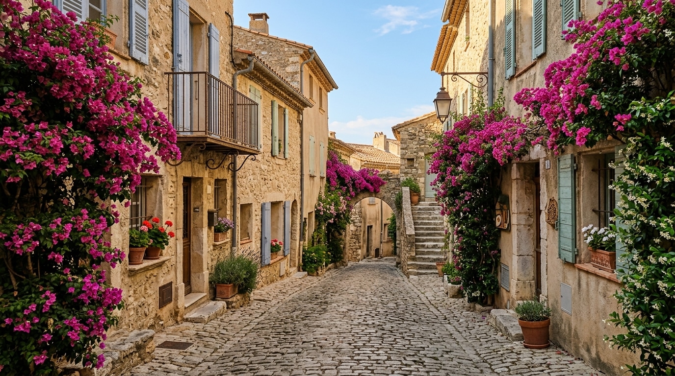 Ruelle du village de Ramatuelle gardant la mémoire du couple