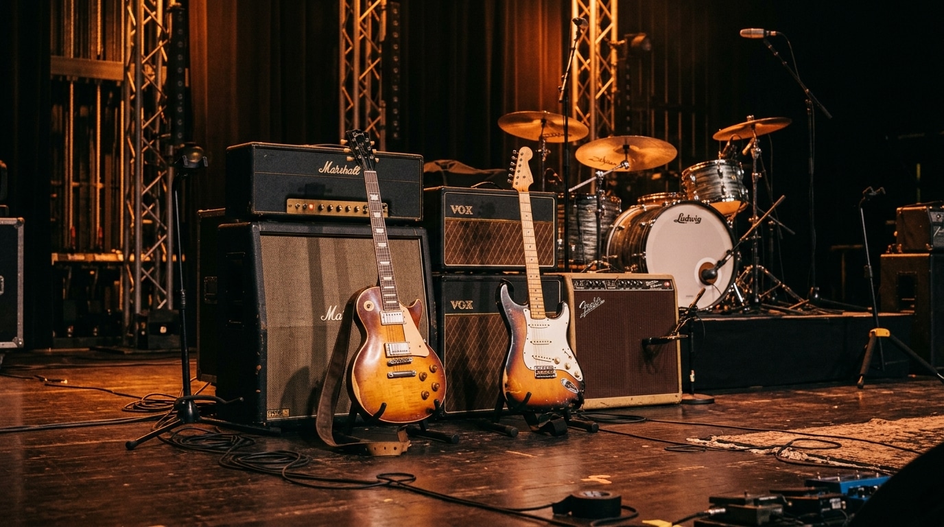 Deux guitares légendaires en coulisses avant un concert des Rolling Stones