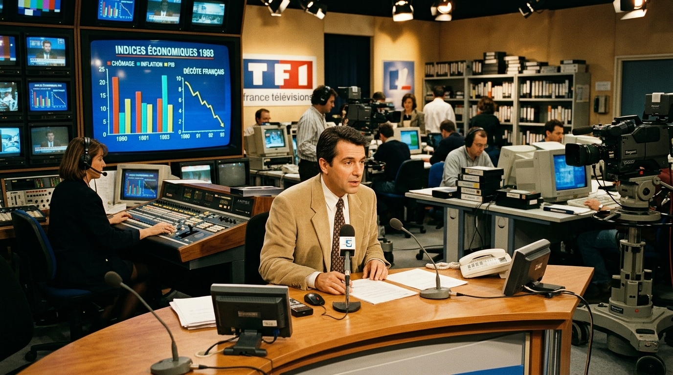 Studio de télévision économique à l'ambiance rétro dorée