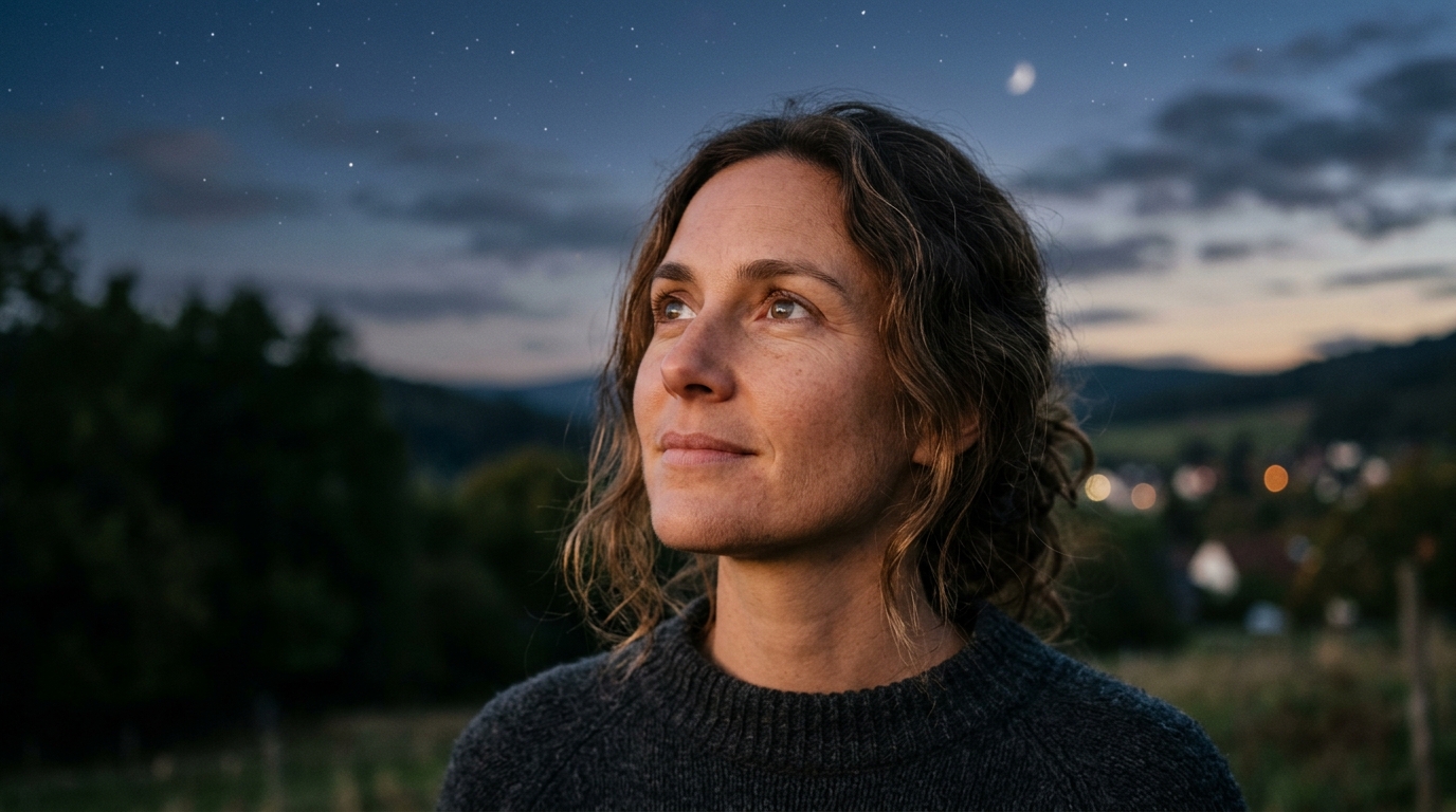 Ciel étoilé nocturne avec planète lumineuse et brume