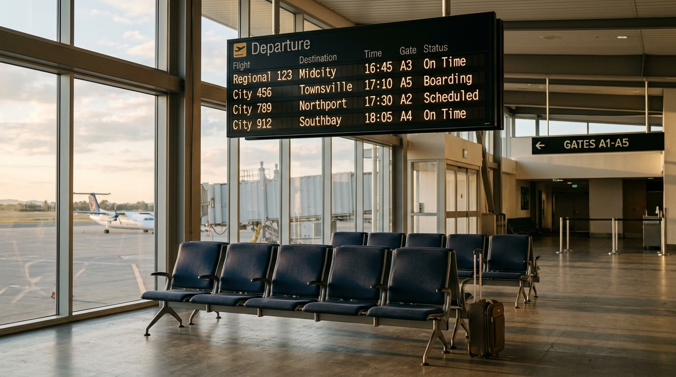 Salle d'attente vide d'un aéroport régional européen