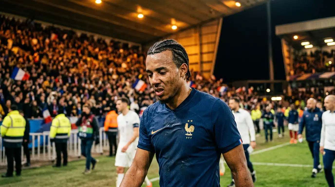 Joueur des Bleus épuisé quittant le terrain