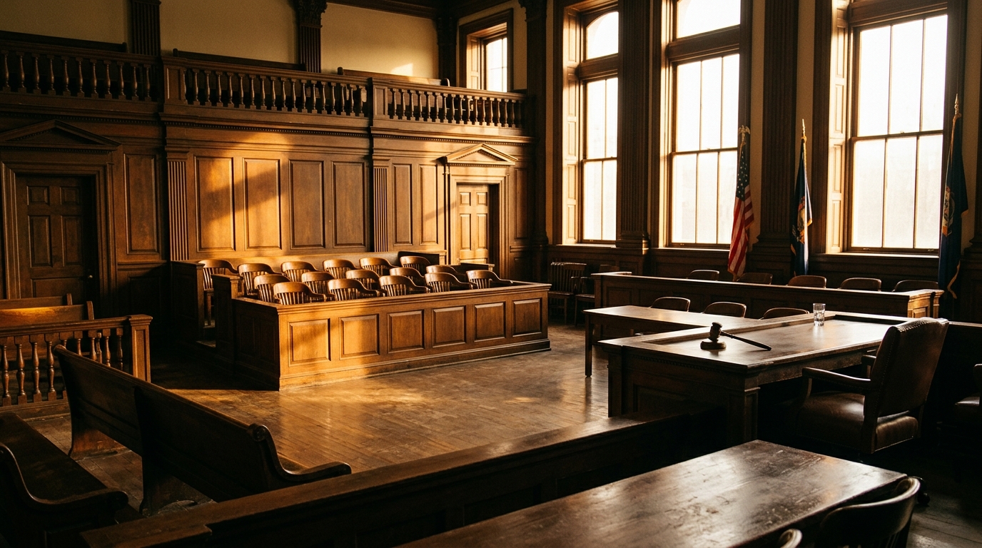 Salle d'audience vide d'un tribunal américain