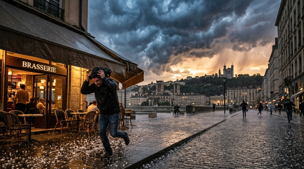 Orage de grêle violent sur la ville de Lyon