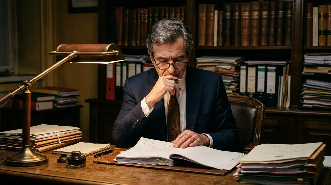 Avocat analysant le dossier de l'affaire Jubillar