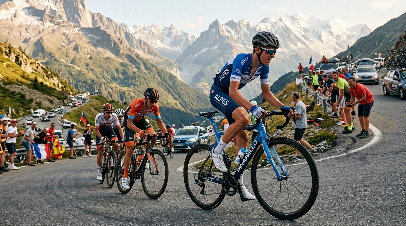 Paul Seixas en pleine ascension dans les cols alpins