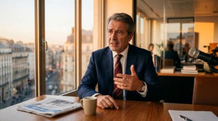 PDG de Danone donnant une interview qui déclenche la panique