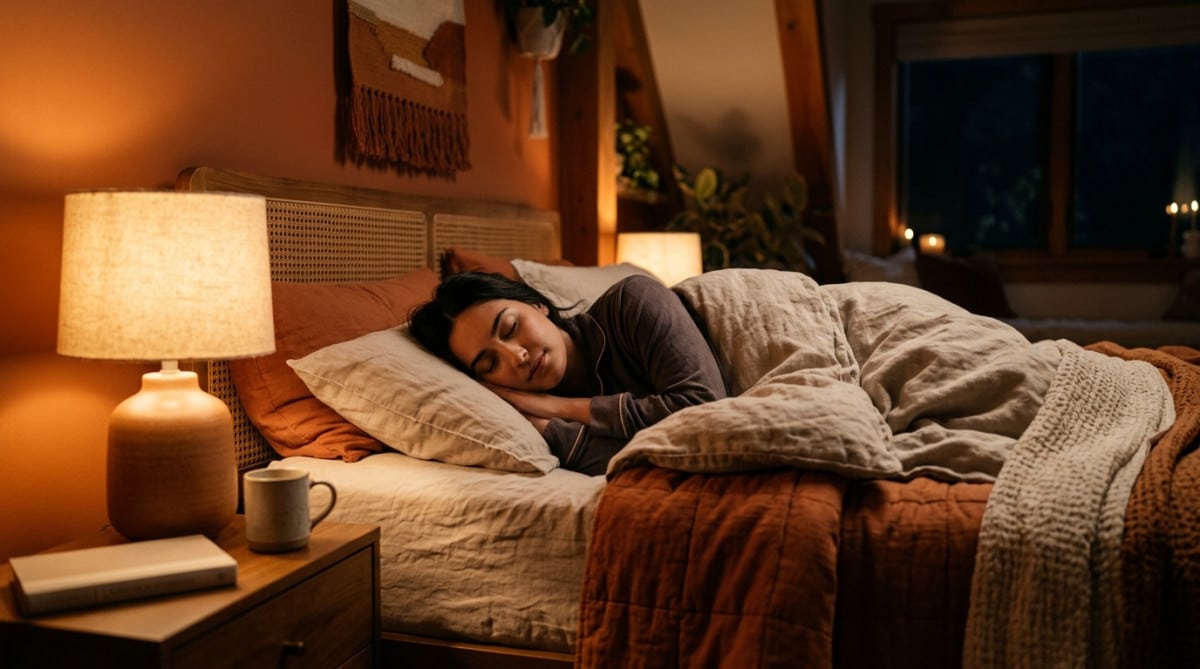 Personne endormie paisiblement dans un lit la nuit