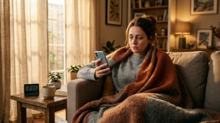 Personne malade chez elle recevant un appel de son employeur