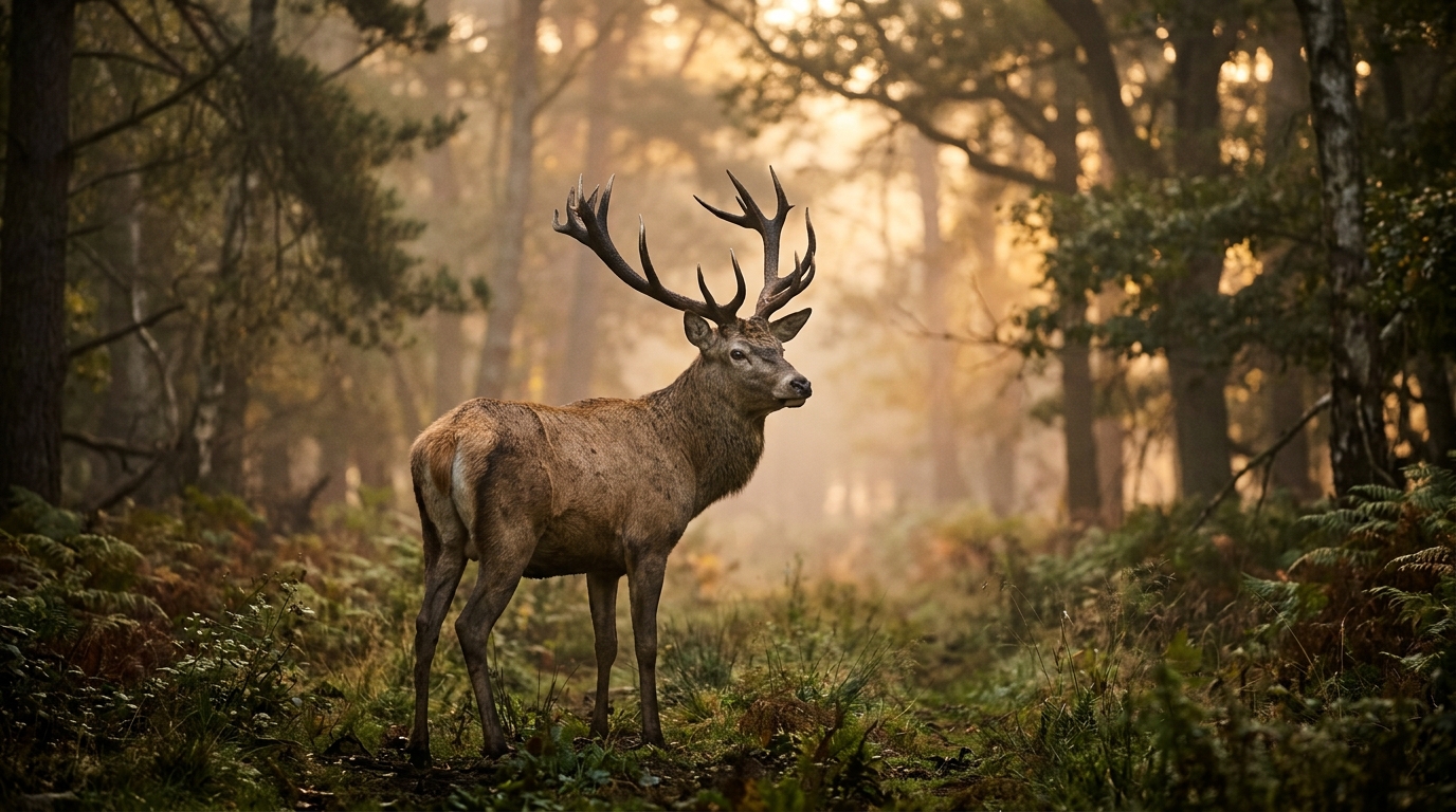 Cerf mâle aux bois majestueux dans une forêt d'été