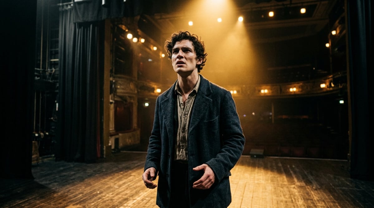 Portrait d'acteur britannique sur scène de théâtre