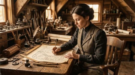 Portrait d'une inventrice de jeu de société début 1900