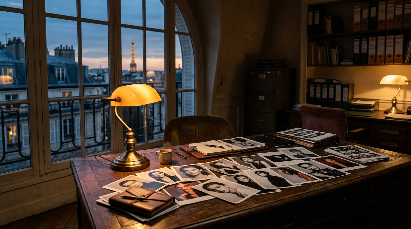 Bureau d'agence de mannequins vide et silencieux à Paris