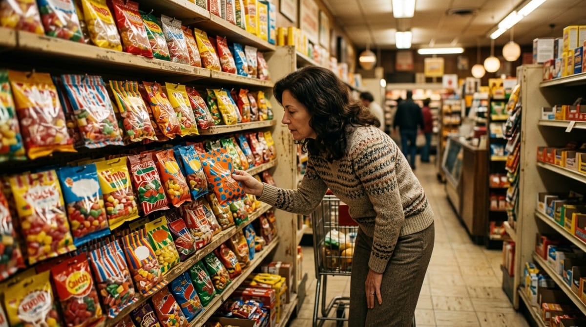 Rayon de bonbons dans une épicerie américaine vintage