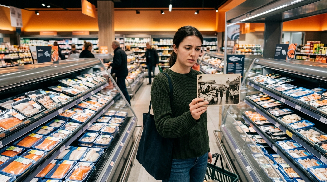 Rayon poissonnerie moderne comparé à l'ancien temps