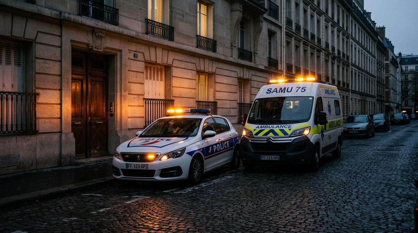 Police et secours devant l'immeuble à Rennes