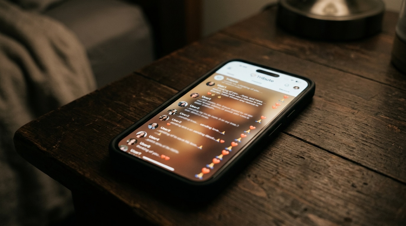 Smartphone affichant un fil d'hommages sur les réseaux sociaux après le décès de Yacine Kafu