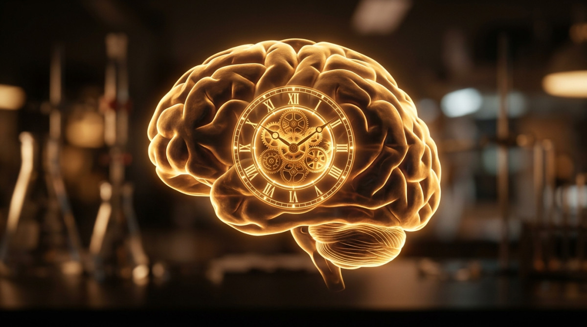 Représentation du cerveau et de l'horloge biologique interne