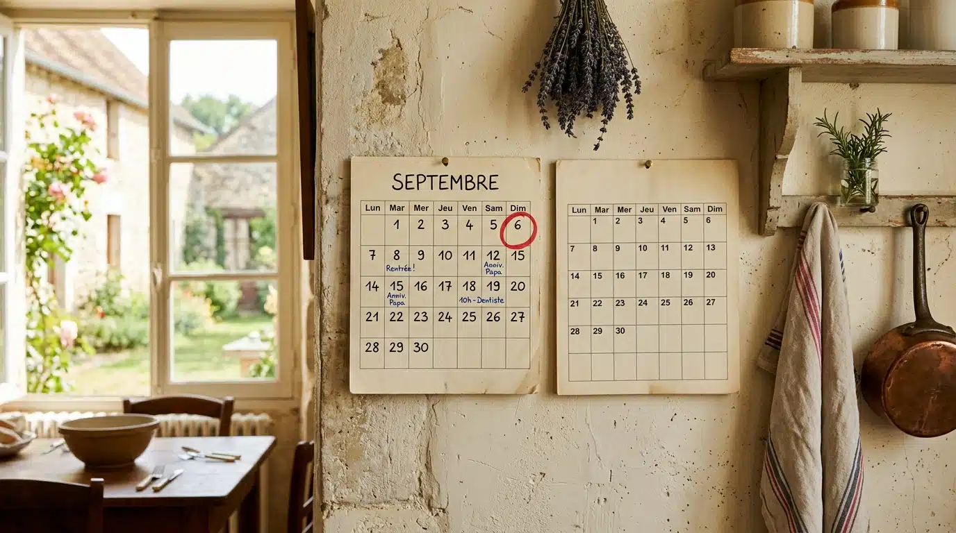 Deux calendriers muraux avec une date encerclée