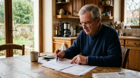 Senior examinant ses documents de relevé de carrière