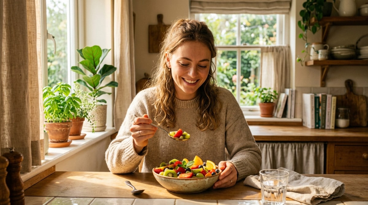 Salade de fruits frais dans un bol coloré
