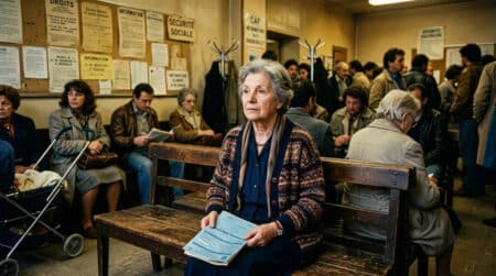 Salle d'attente de la Sécurité sociale dans les années 80