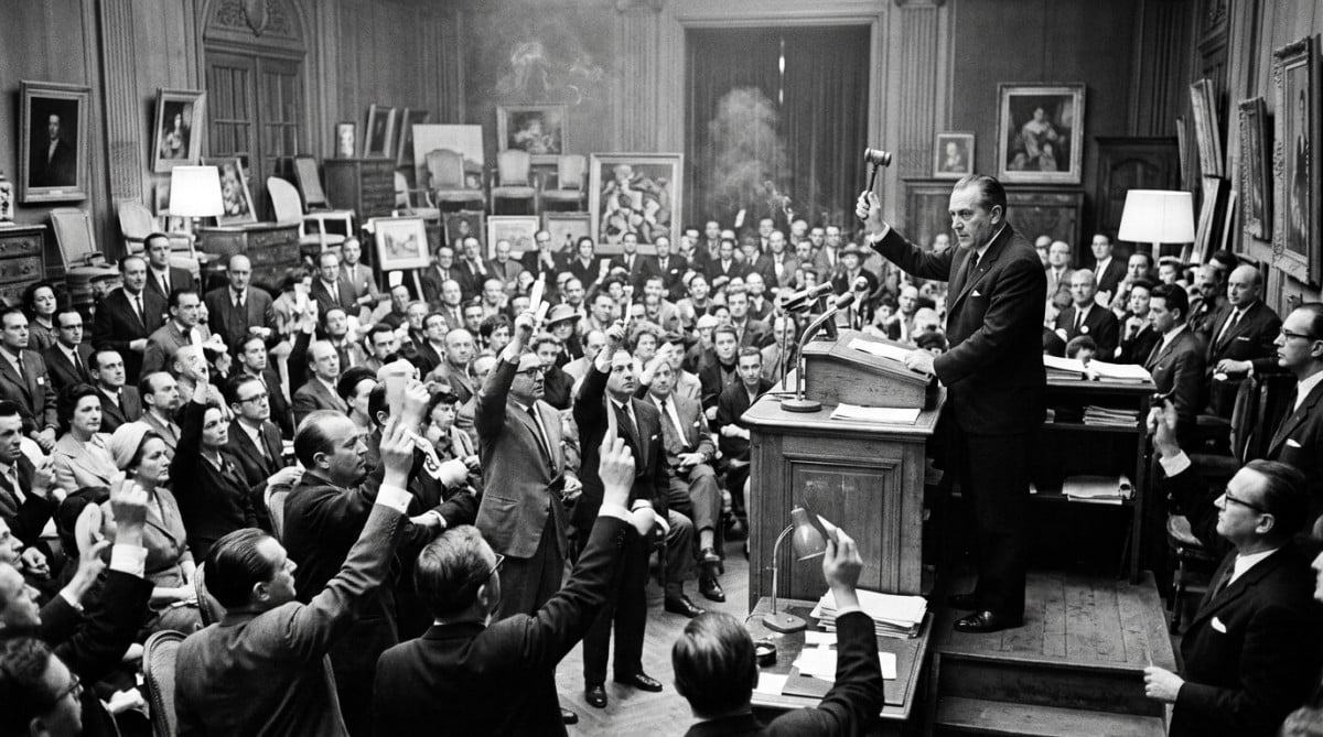 Salle des ventes Drouot dans les années 1960