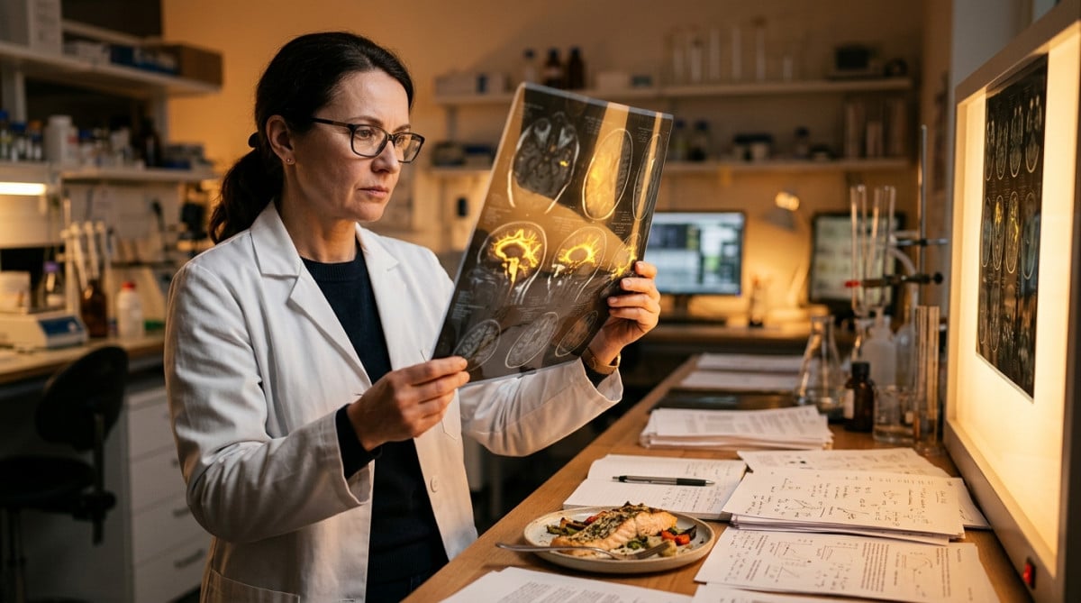Scientifique examinant un scanner cérébral en laboratoire