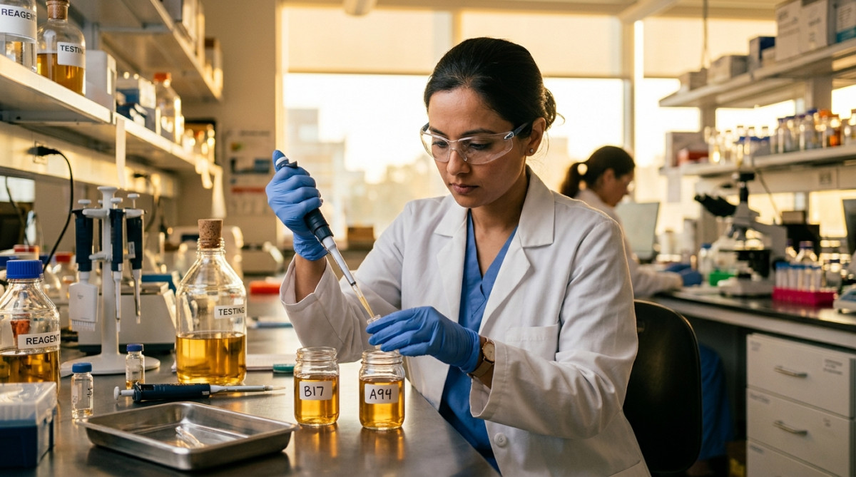 Scientifique préparant une étude en double aveugle sur le sucre