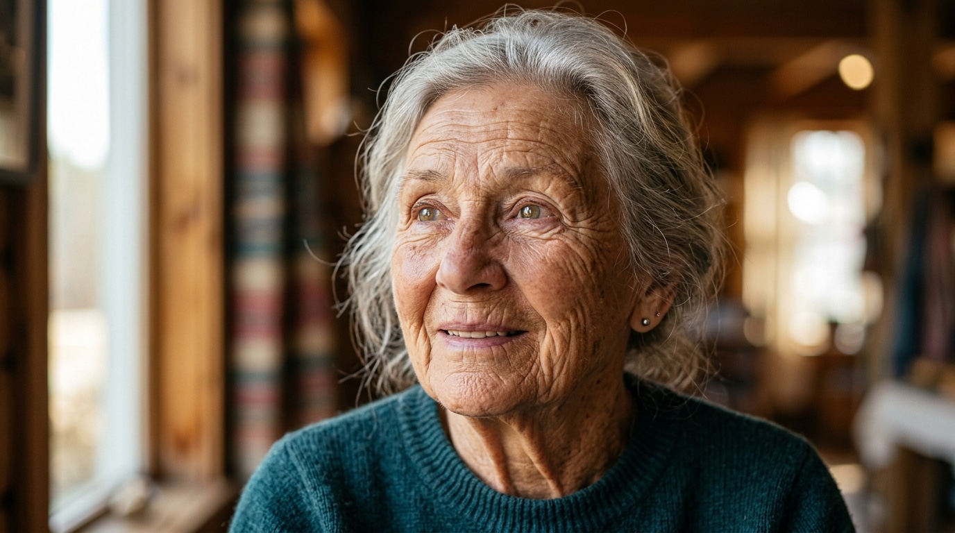 Visage âgé serein illustrant la longévité humaine extrême